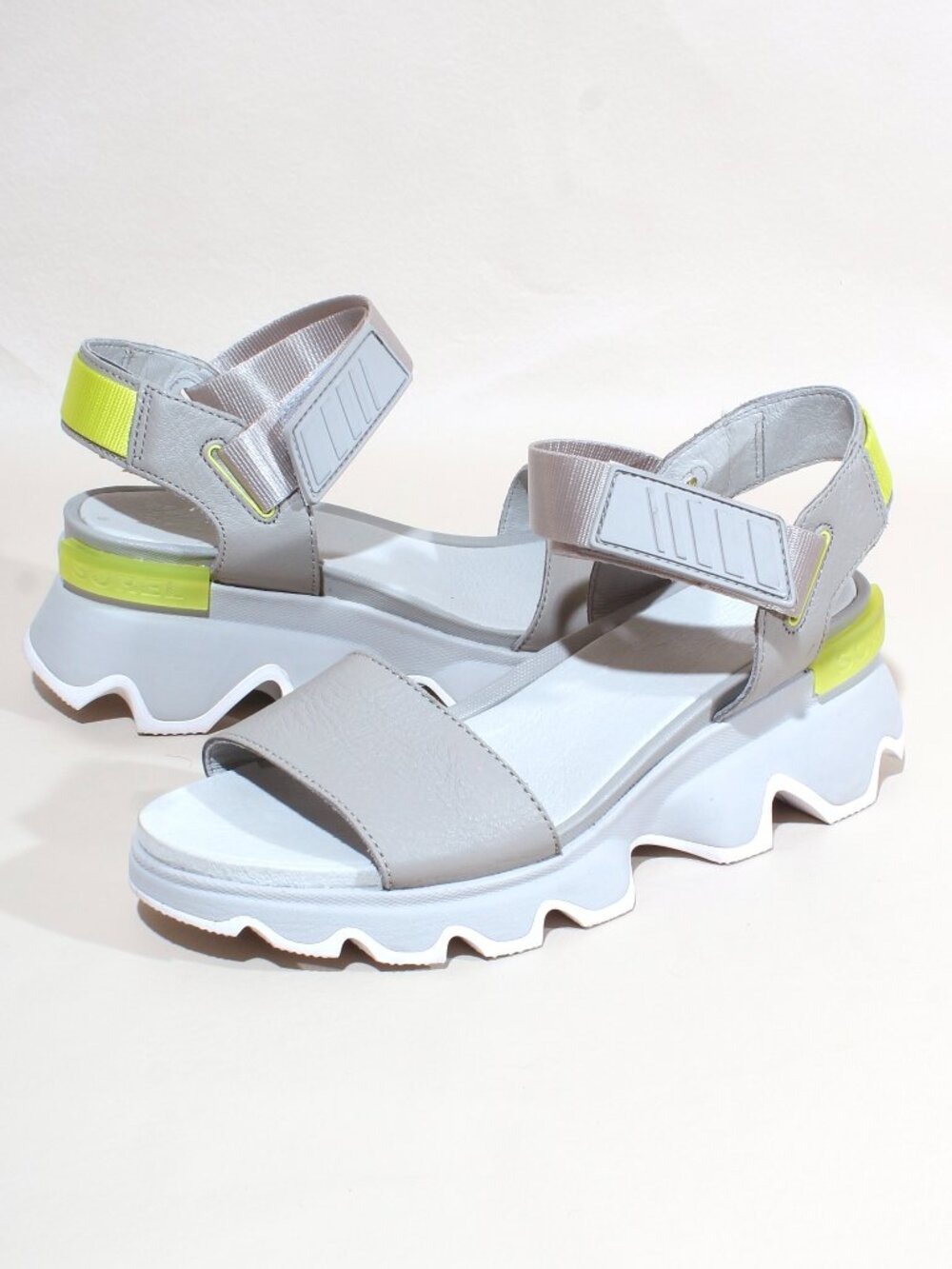Womens Sorel Kinetic Impact Sandals Size 9 Grey & Yellow Kinetic Wedge Sandal